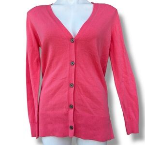 Gap Women’s Cardigan Sweater Small Pink 100% Cotton Button Front Long Sleeve